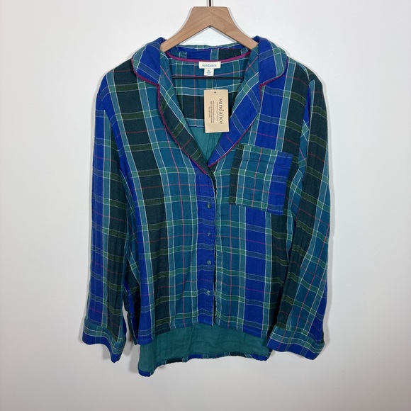 Sundance Other - Sundance KLEA PAJAMA TOP NEW with tags NWT XL Flannel button up tartan collar